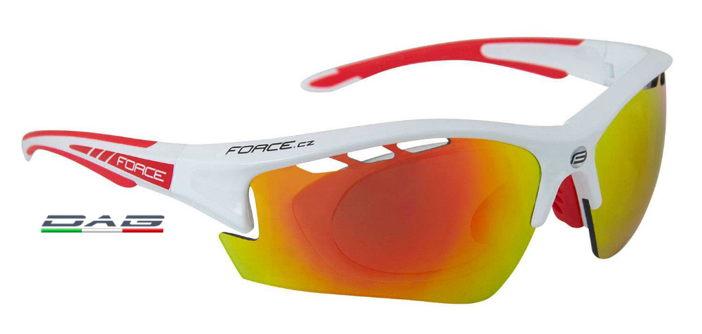Force Occhiali Ride Pro Bianco Rosso 3 Lenti con Clip Vista